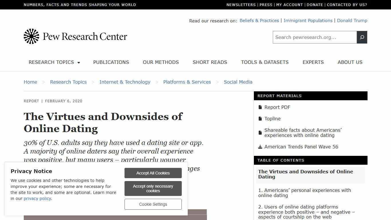 Online Dating: The Virtues and Downsides Pew Research Center